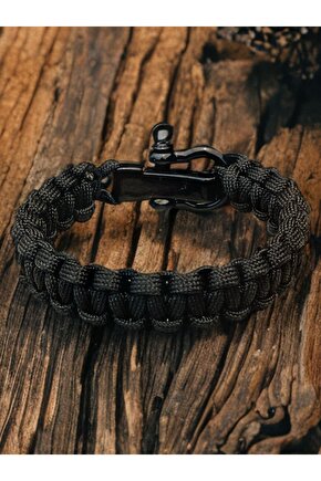 2 Metre - Siyah Makrome Örgü Paracord Bileklik