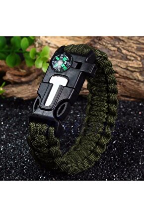 5i 1 Arada Outdoor Survival Paracord Bileklik Mavi & Kamuflaj