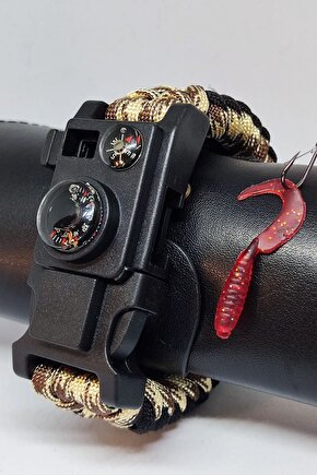 Siyah Gaddar Bileklik - Oltalı Magnezyum Çubuğu Paracord Survival Bileklik Outdoor Kamp Bilekliği