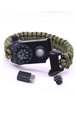 Paracord Bileklik- Pusulalı Led Işıklı Kamp Outdoor