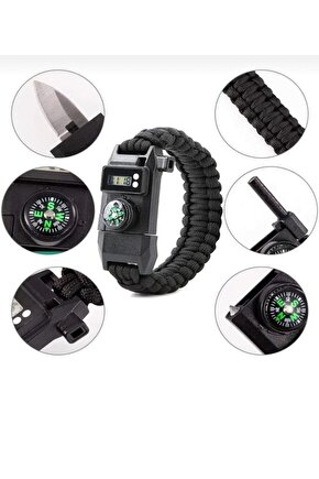 Paracord Dijital Saat Düdük Hayatta Kalma Kamp Bilekliği