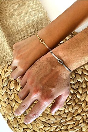 Gold Ve Silver Renk Unisex Çift Düğüm Bileklik
