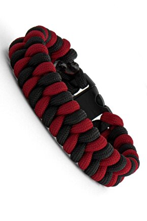 Siyah Kırmızı Paracord Bileklik