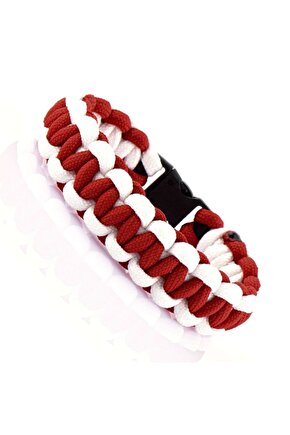 Kırmızı Ve Beyaz Paracord Bileklik
