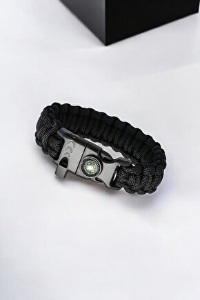 Outdoor Bileklik 5i 1 Arada Siyah Kampçı Bileklik