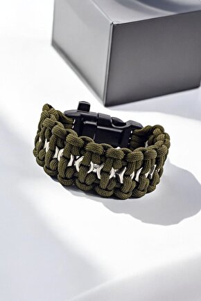 Haki Renk Paracord Kampçı Bileklik