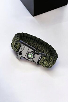 Ateş Başlatıcılı Outdoor Bileklik 5i 1 Arada Haki Kampçı Bileklik