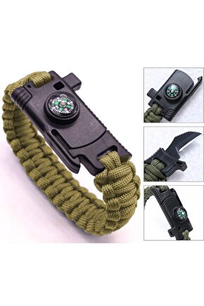 9595 Pusulalı & Bıçaklı Paracord Bileklik Kum