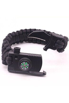 Bıçaklı Düdüklü Pusulalı Paracord Bileklik Lacivert