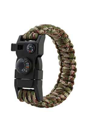 12in1 Taktik Paracord Bileklik Su Geçirmez (pusula Derece Magnezyum Taş Düdük Taktik Metal Kesici