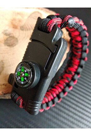 Paracord Survival Bileklik Kesici Pusula Ateş Başlatıcı Magnezyum Ve Ikaz Düdüğü