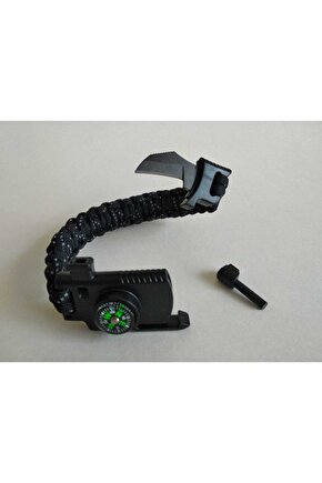 Paracord Cobra Model Pusulalı Ateş Başlatıcılı Survival Bileklik Reflektörlü Ip