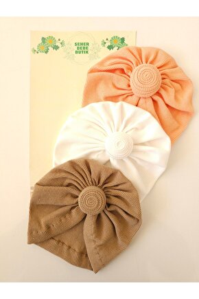 Kız Bebek & Çocuk Fırfır Bone & Bere 3Lü Set