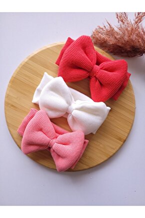 Kız Bebek & Çocuk Fiyonklu Bandana 3lü Set