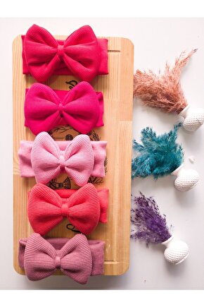 Kız Çocuk & Bebek Kaşkorse Fiyonklu Bandana 5li Set