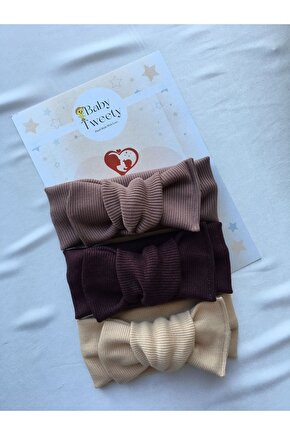 3lü El Yapımı Ribana Kız Bebek Bandana