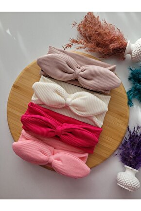 Kız Çocuk & Bebek Kaşkorse Tavşan Kulak Bandana 4lü Set