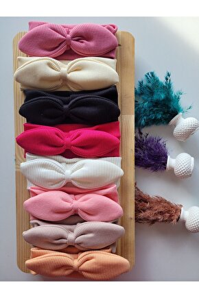 Kız Çocuk & Bebek Kaşkorse Tavşan Kulak Bandana 8li Set