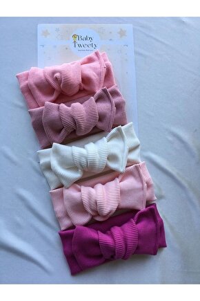5 Adet El Yapımı Ribana Kız Bebek Bandana