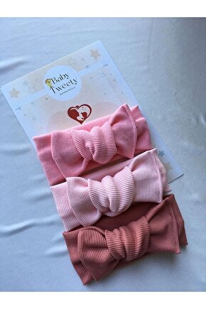 3lü El Yapımı Ribana Kız Bebek Bandana