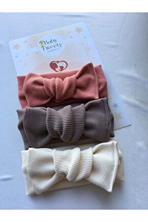 3lü El Yapımı Ribana Toka Sevimli Bandana Kız Bebek Bandana