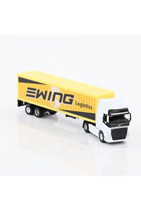 1:64 Ölçek Metal Kafalı Volvo Dorseli Tır Yaklaşık 30 Cm Beyaz