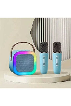 Taşınabilir Çift Mikrofonlu Rgb Renkli Kablosuz Bluetooth Karaoke Hoparlör