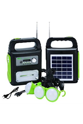 FM radyo ile DT-9038B güneş aydınlatma sistemi güneş enerjisi bankası ev için USB fonksiyonlu ışık