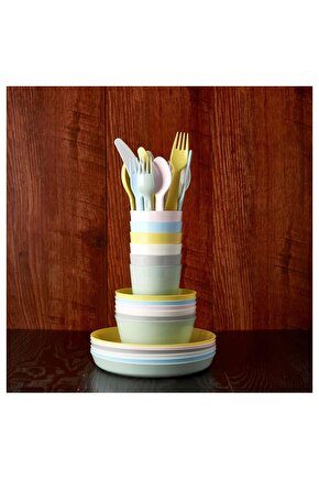 pastel tonlarında çocuk yemek takımı