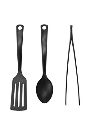Gnarp Maşa_kaşık_spatula Seti, 3lü Siyah Mutfak Seti