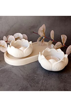 İkili Dekoratif Lotus Mumluk (Tealight Mumlar Dahil)