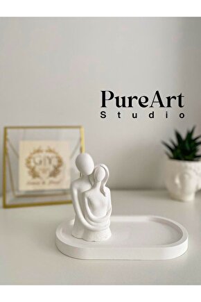 Bernamiofficial Art Dekoratif Biblo Sarılan Çift Ve Sunum Tabağı 2li Set