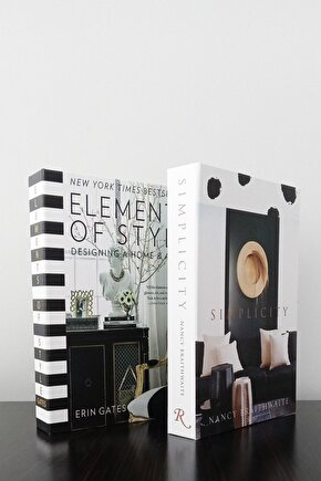 2li Dekoratif Kitap Kutu Görünümlü elements Siyah & SimpleCity Temalı