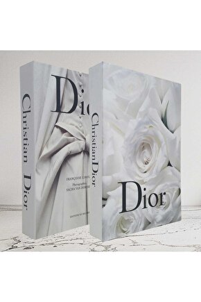 2li Dekoratif Kitap Görünümlü Kutu  Gelinlik &  Beyaz Gül Temalı