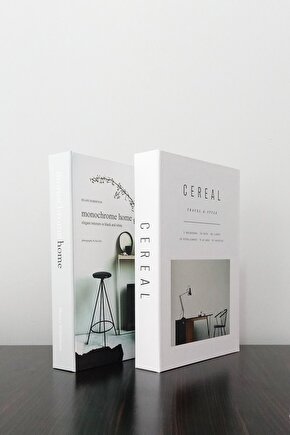 2li Dekoratif Kitap Görünümlü Kutu Home & Beyaz Temalı