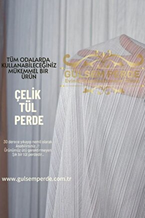 Brıllant Çelik Tül Perde Ekru 13 Sık Pile Videolu ( Zarif Akişli Ve Kirişmaz)