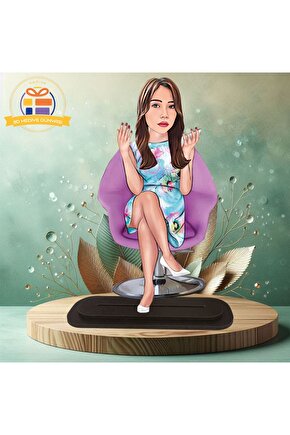 Güzellik salonu karikatür makyaj yapan  karikatürü biblo hediye  3d masa üstü biblo hediyesi