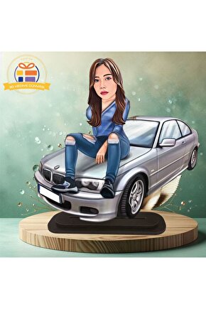 Araba tutkunu  karikatürlü biblo hediye  3d masa üstü biblo hediyesi