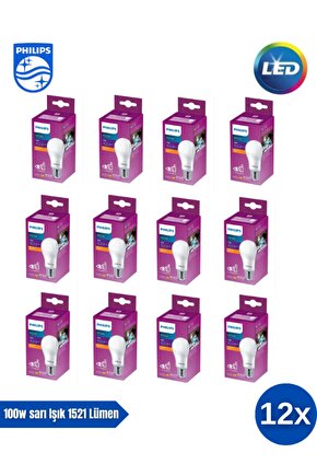 Mycare LED Lamba 13W - 100W 2700K Sarı  Işık  1521 Lümen Yüksek Işık  ( 12 ADET  )