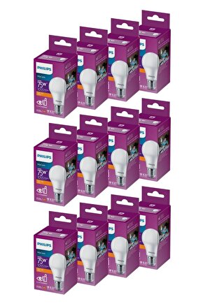 Led 10-75w Ampul 2700k Sarı Işık 12li