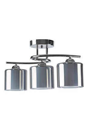 Modern Dekoratif Krom Füme Camlı Fuji 3lü Avize