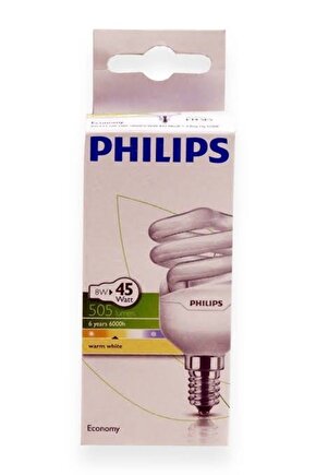 8w=45w Mini Spiral Kıvrık Tasarruflu Ampul E14 Duy Sarı Işık 2700k505 Lumen