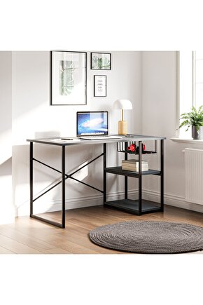 Çalışma Masası Telli Raflı Ofis Laptop Bilgisayar Masası