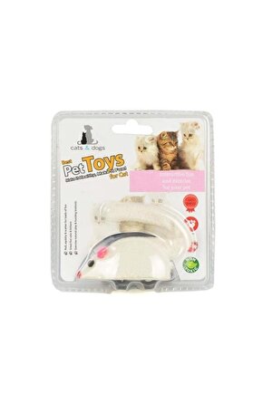 Kurmalı Fare Peluş Kedi Oyuncağı Beyaz - Pızm-048