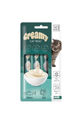 Creamy Somon Balıklı Biftekli Kedi Ödülü 4x15 gr