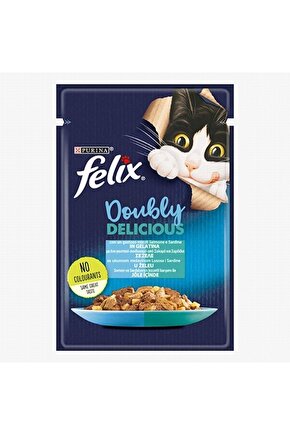 Pouch Çifte Lezzet Somonlu Ve Sardalyalı Yetişkin Kedi Konservesi 85 gr