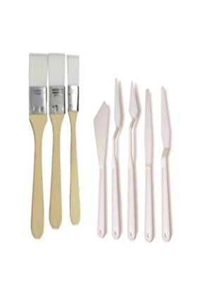Ekonomik 3 Lü Zemin Fırça Ve Plastik Spatula