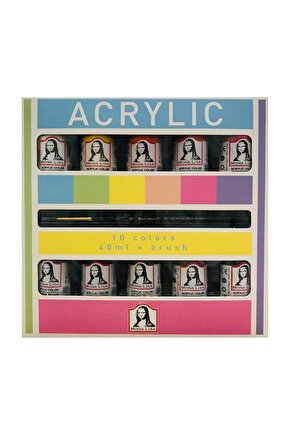 Mona Lisa Akrilik Boya Seti 10 X 40ml (FIRÇA HEDİYELİ)