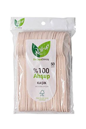 Kullan at doğaya dönüşümlü Ahşap Kaşık 50 adet