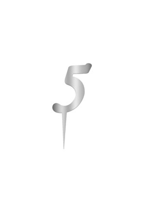 Pasta Üstü Parlak Pleksi (5) Rakam Gümüş 7 Cm